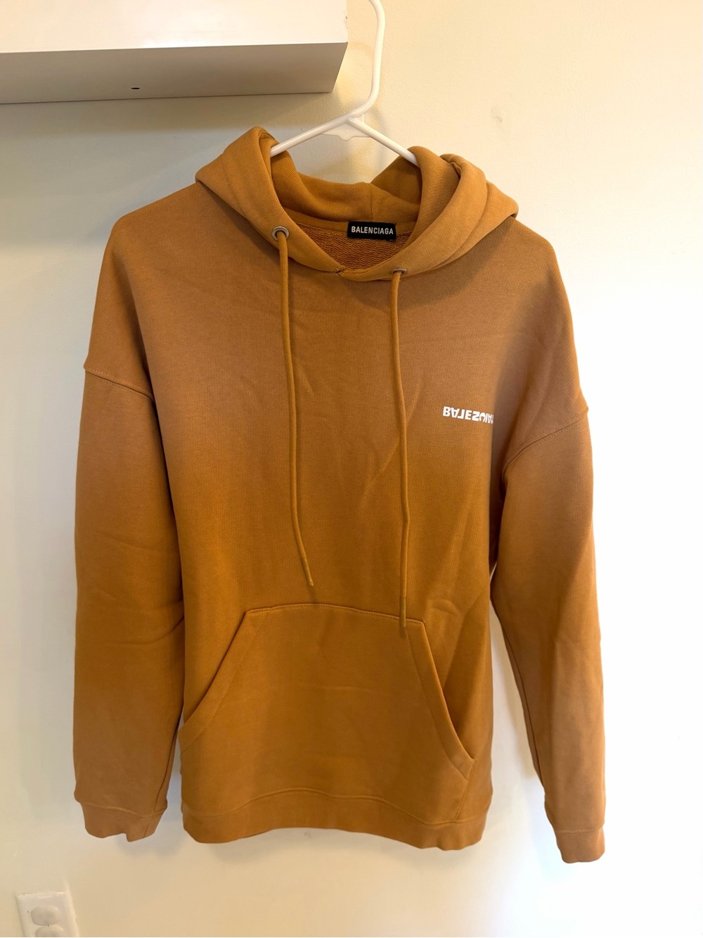 Balenciaga Men's Hooded Sweatshirt in Camel Brown